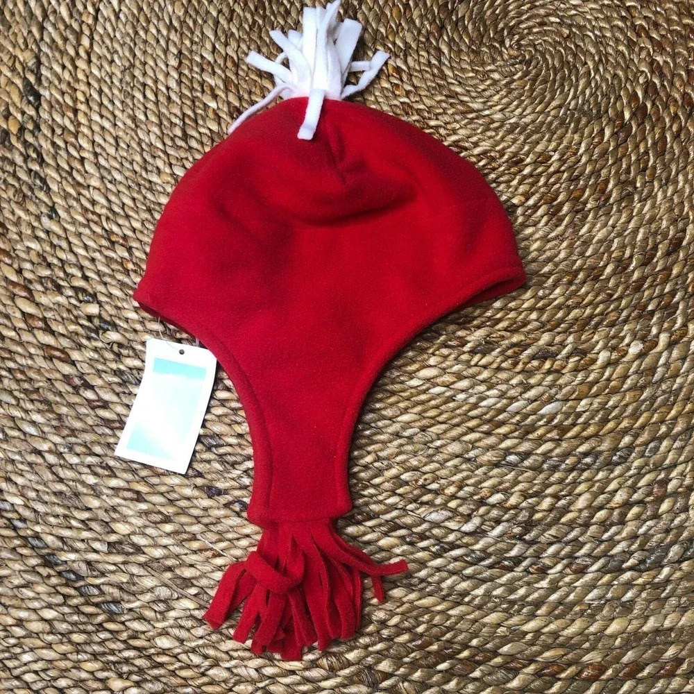 New Red Fleece Ear Flap Hat w Tassels Warm Hats Fun Snow Children's Kids Toddler